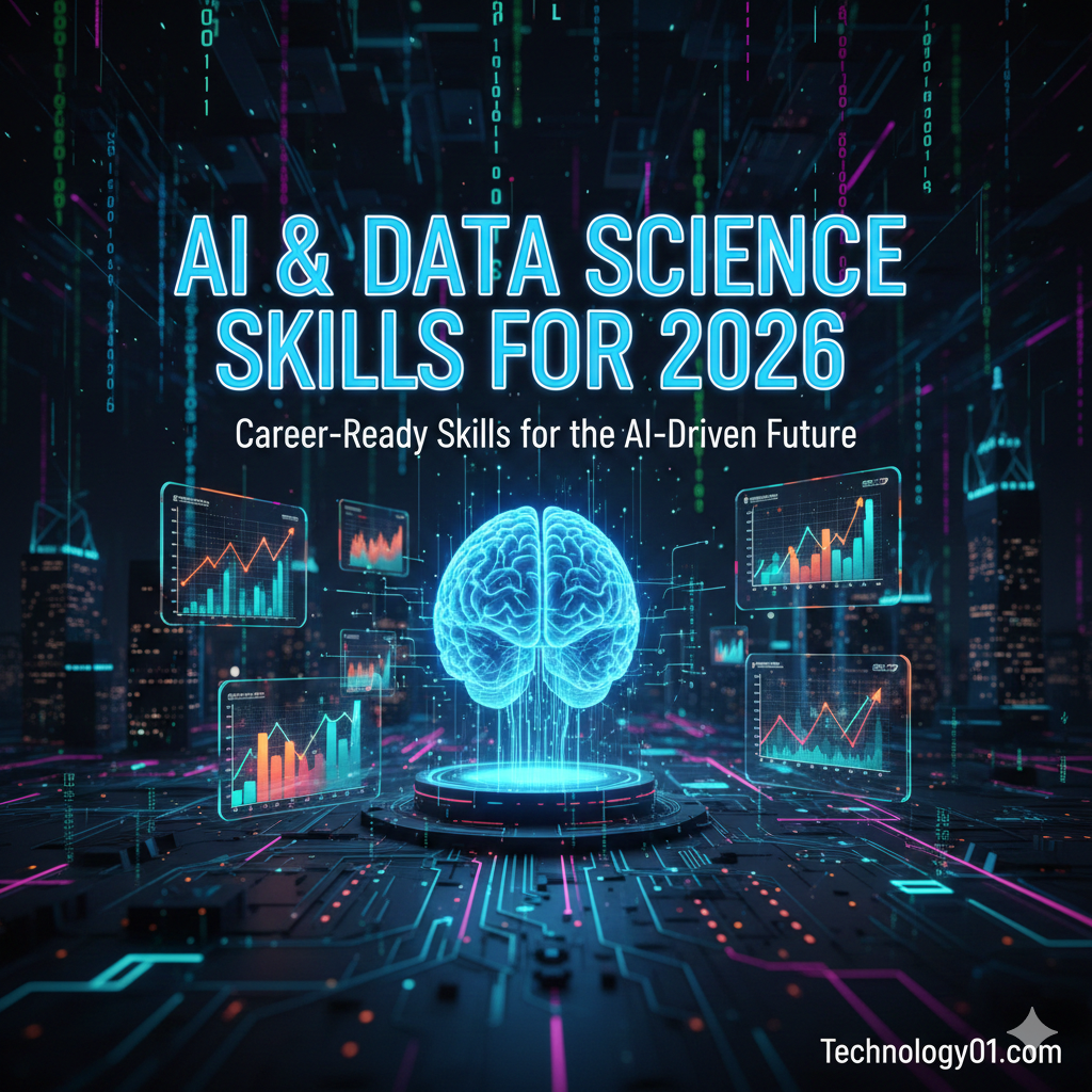 AI and Data Science learning roadmap infographic for 2026